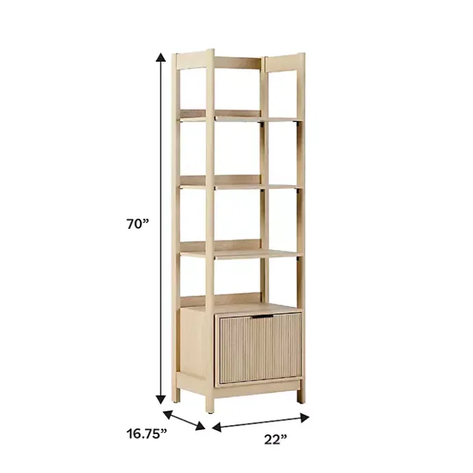 Kirklands Home Natural Reeded Wood Holmes Narrow Bookcase Tan