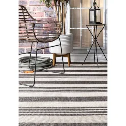 Outlet Kirklands Home Natural Robin Stripe Outdoor Rug, 5x7 Tan