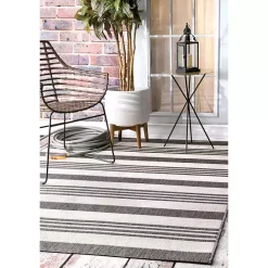 Outlet Kirklands Home Natural Robin Stripe Outdoor Area Rug, 6x9