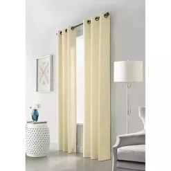Clearance Kirklands Home Natural Room Darkening Curtain Panel Set, 84 in. Tan
