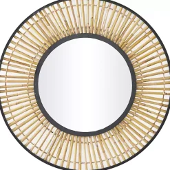 New Kirklands Home Natural Round Slatted Frame Wall Mirror