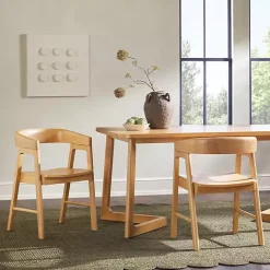 Hot Kirklands Home Natural Rounded Modern Dining Chairs, Set of 2 Tan