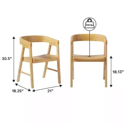 Hot Kirklands Home Natural Rounded Modern Dining Chairs, Set of 2 Tan