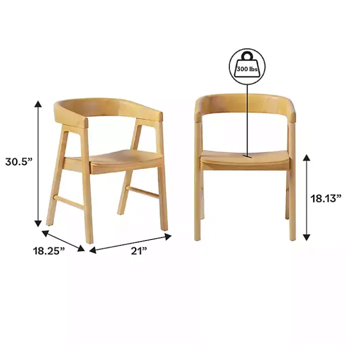 Hot Kirklands Home Natural Rounded Modern Dining Chairs, Set of 2 Tan