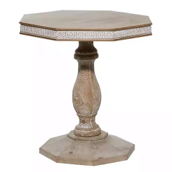 Kirklands Home Natural Rustic Wood Octagon Accent Table