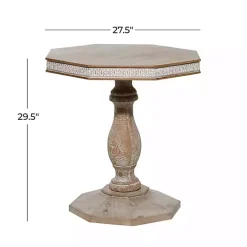 Kirklands Home Natural Rustic Wood Octagon Accent Table