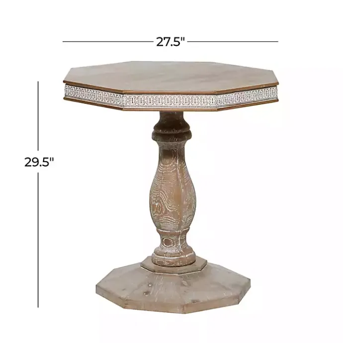 Kirklands Home Natural Rustic Wood Octagon Accent Table