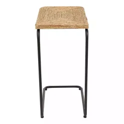 Online Kirklands Home Natural Seagrass and Black Metal C-Table Tan