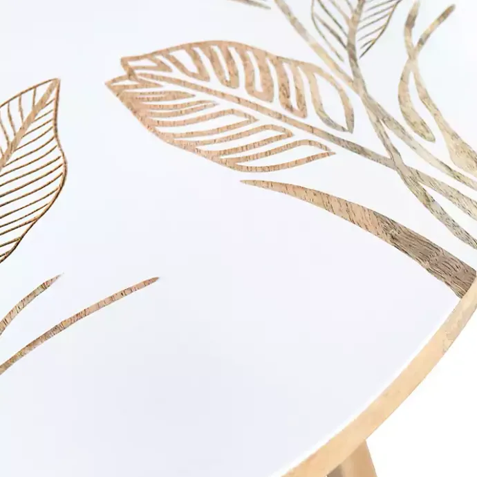 Outlet Kirklands Home Natural Seaside Tropical Leaves Accent Table
