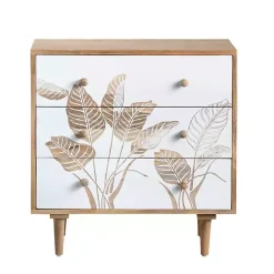 Outlet Kirklands Home Natural Seaside Tropical Leaves 3-Drawer Chest