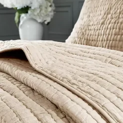 Discount Kirklands Home Natural Serene Quilted 3-pc. Queen Coverlet Set Tan
