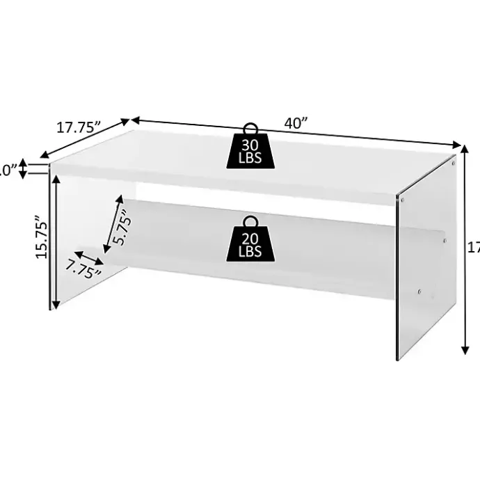 Online Kirklands Home Natural Soho Glass Coffee Table with V Shelf Brown