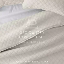 Outlet Kirklands Home Natural Stitched Diamond 3-pc. Queen Quilt Set Ivory