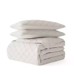 Sale Kirklands Home Natural Stitched Diamond 3-pc. King Quilt Set Ivory