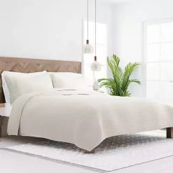 Sale Kirklands Home Natural Stitched Stripes 3-pc. Queen Quilt Set