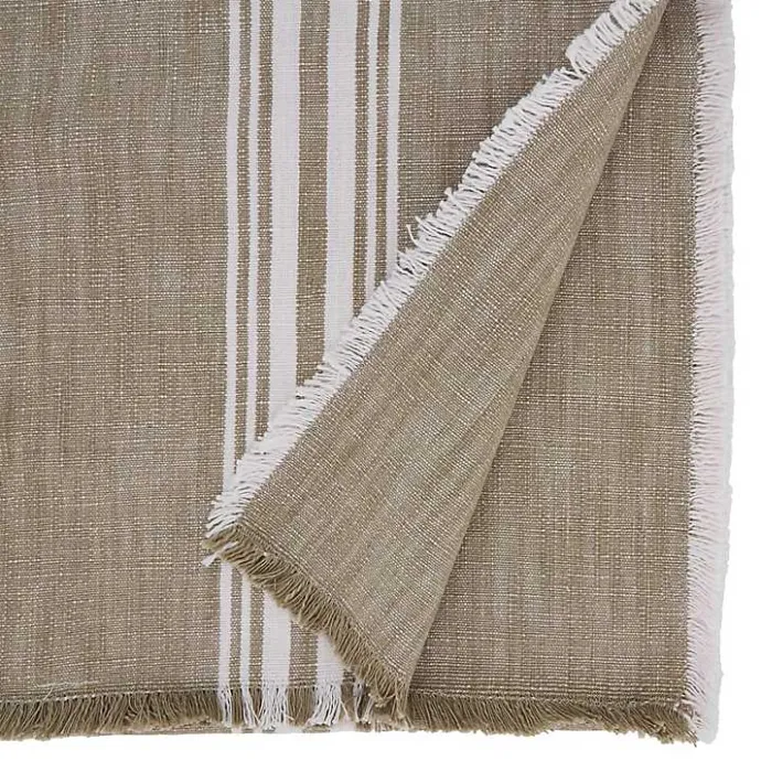 Online Kirklands Home Natural Striped Fringe Table Runner, 72 in. Tan