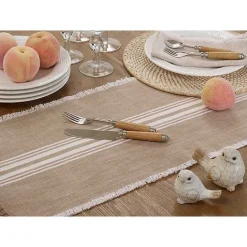 Online Kirklands Home Natural Striped Fringe Table Runner, 72 in. Tan