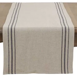 Discount Kirklands Home Natural Striped Linen Table Runner
