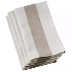 New Kirklands Home Natural Striped Cotton Napkins, Set of 4 Tan