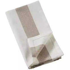 New Kirklands Home Natural Striped Cotton Napkins, Set of 4 Tan