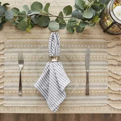 Kirklands Home Natural Tonal Stripe Placemats, Set of 6