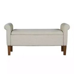 Best Kirklands Home Natural Upholstered Aubrey Storage Bench Ivory