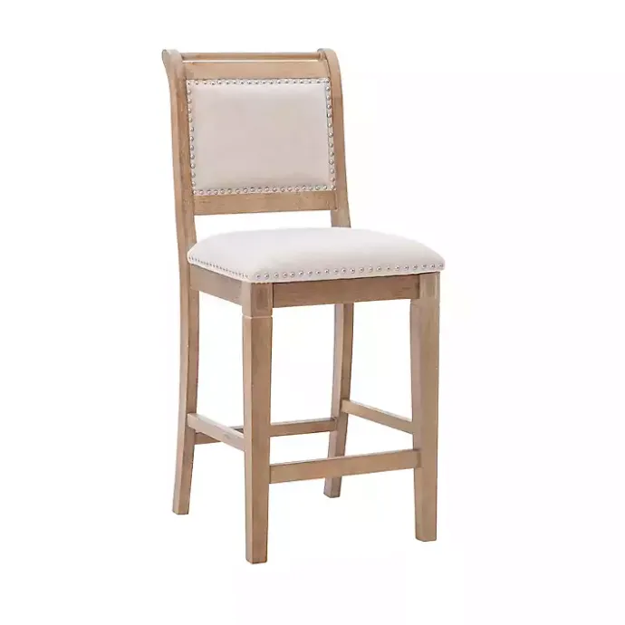 Online Kirklands Home Natural Upholstered Wood Frame Counter Stool Tan