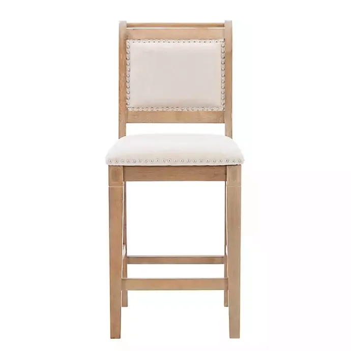 Online Kirklands Home Natural Upholstered Wood Frame Counter Stool Tan