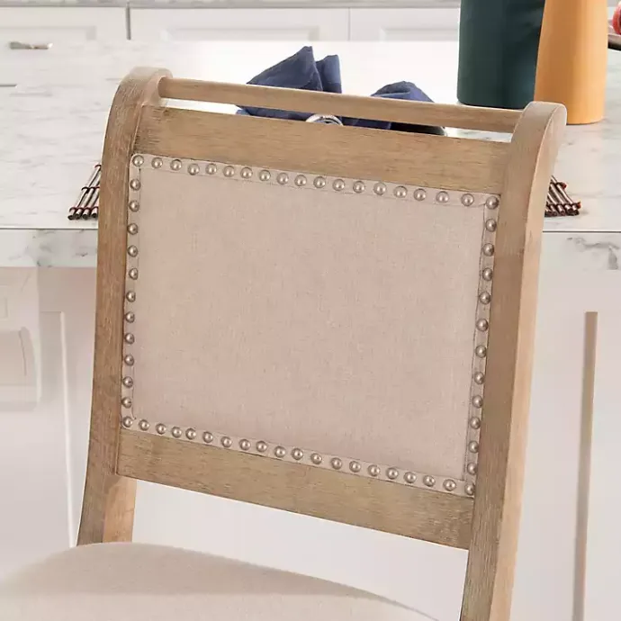 Online Kirklands Home Natural Upholstered Wood Frame Counter Stool Tan