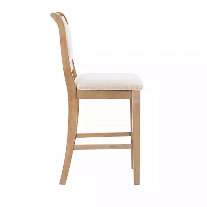 Online Kirklands Home Natural Upholstered Wood Frame Counter Stool Tan