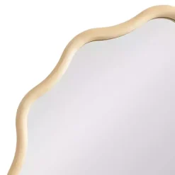 Hot Kirklands Home Natural Wavy Scallop Round Wall Mirror Tan
