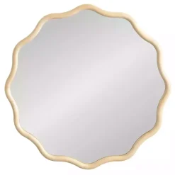 Hot Kirklands Home Natural Wavy Scallop Round Wall Mirror Tan