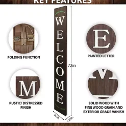 Kirklands Home Natural Welcome Laurel Porch Board Brown