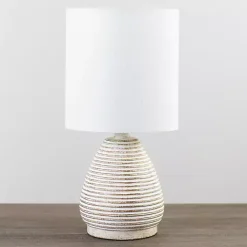 New Kirklands Home Natural Stripe Table Lamp White