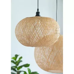 Clearance Kirklands Home Natural Wide Woven Bamboo Globe Pendant Light