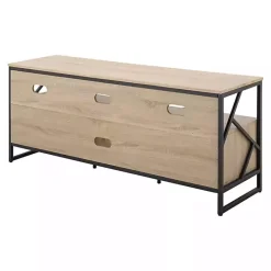 Best Kirklands Home Natural Wood and Black Steel Media Sd Tan