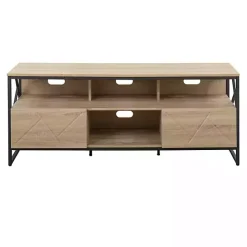 Best Kirklands Home Natural Wood and Black Steel Media Sd Tan