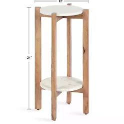 Online Kirklands Home Natural Wood and Marble Moxley Accent Table
