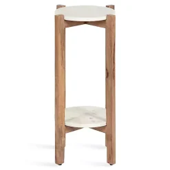 Online Kirklands Home Natural Wood and Marble Moxley Accent Table