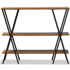 Kirklands Home Natural Wood and Metal 3-Tier Console Table