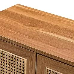 Sale Kirklands Home Natural Wood and Rattan 2-Door Cabinet Brown