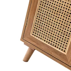 Sale Kirklands Home Natural Wood and Rattan 2-Door Cabinet Brown