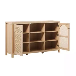 Clearance Kirklands Home Natural Wood and Rat 2-Door Sideboard Tan