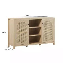 Clearance Kirklands Home Natural Wood and Rat 2-Door Sideboard Tan