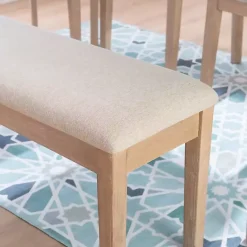 Hot Kirklands Home Natural Wood and Upholstered Seat Bench Tan