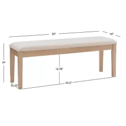 Hot Kirklands Home Natural Wood and Upholstered Seat Bench Tan