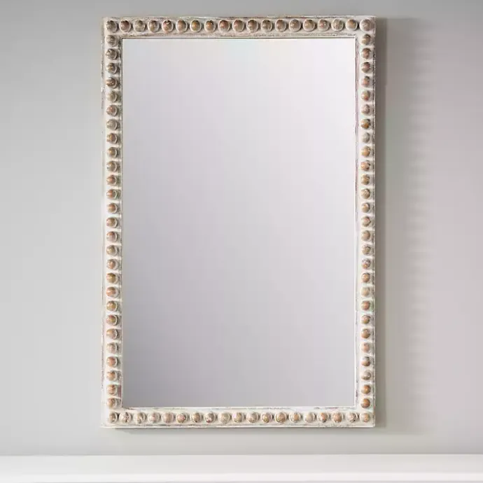 Hot Kirklands Home Natural Wood Beaded Frame Mirror