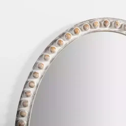 Kirklands Home Natural Wood Beaded Oval Mirror