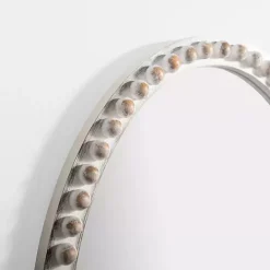 Kirklands Home Natural Wood Beaded Oval Mirror