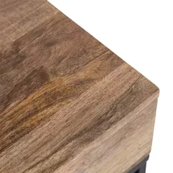 Online Kirklands Home Natural Wood Metal Accent Table Black
